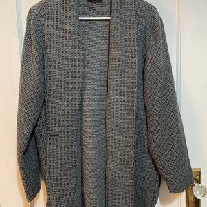 Coldwater Creek Charcoal Grey White Teddy Blazer Jacket, Size Medium